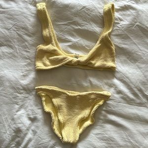 Hunza G Twist-Detail Juno Bikini Yellow